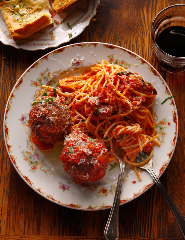 Little Nonna's signature dishes Sunday GravyWild Boar BologneseSpaghetti and MeatballsGarlic Bread with Gorgonzola Fondue﻿﻿﻿﻿